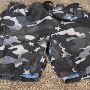 Black camo swim trunks